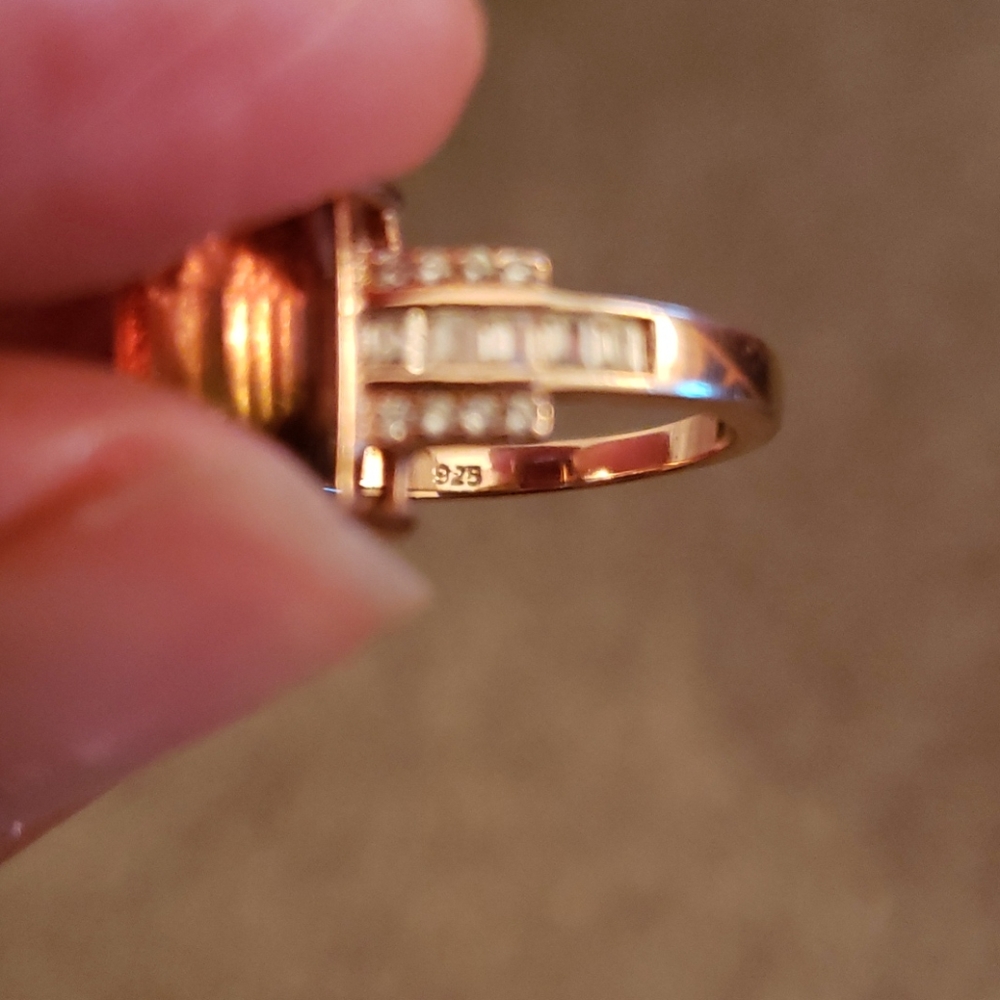 GOLD OVER 925 SS RING. SIMULATED TORMELINE - Picture 2 of 4